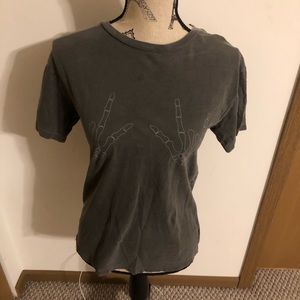 Grey t shirt with skeleton hands